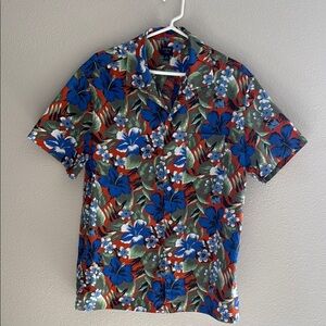 J. Crew Factory Flex Hawaiian Print Men's Casual Button Down Shirt - size Large